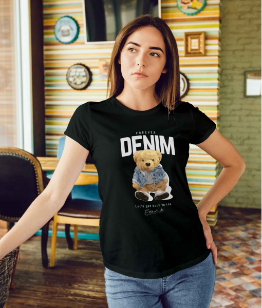 Дамска тениска с щампа Мечета DenimBear